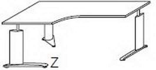 Techno by rb | Freiformschreibtisch mit C-Fuß-Gestell 80,0 cm tief - 180 oder 200 cm Breite