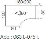 Techno by rb | Freiformschreibtisch mit C-Fu-Gestell 80,0 cm tief - 180 oder 200 cm Breite