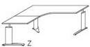 Techno by rb | Freiformschreibtisch mit C-Fuß-Gestell und Winkelkombi - 180/200 x 180 cm