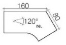 Techno by rb | Freiformschreibtisch 120 Grad mit C-Fuß-Gestell - 200 x 80/109,3 cm