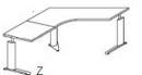 Techno by rb | Freiformschreibtisch 120 Grad mit C-Fuß-Gestell und Winkelkombi - 240 x 80/178,6 cm