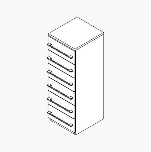 Techno by rb | Aktenschrank Typ 323 - Anbauteil 3 Ordnerhöhen - 6 Schubkästen