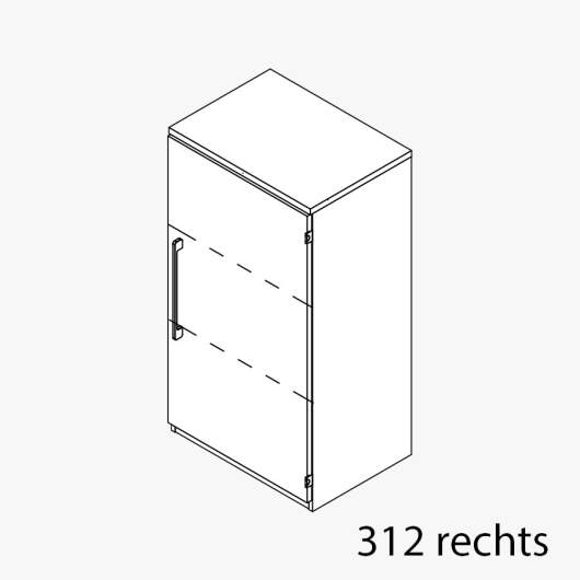 Techno by rb | Aktenschrank Typ 312r / 313l - Anbauteil 3 Ordnerhöhen - 1 Tür