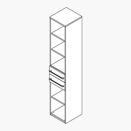 Techno by rb | Aktenregal Typ 433 - Anbauteil 6 Ordnerhöhen - offen - 2 Schubkästen