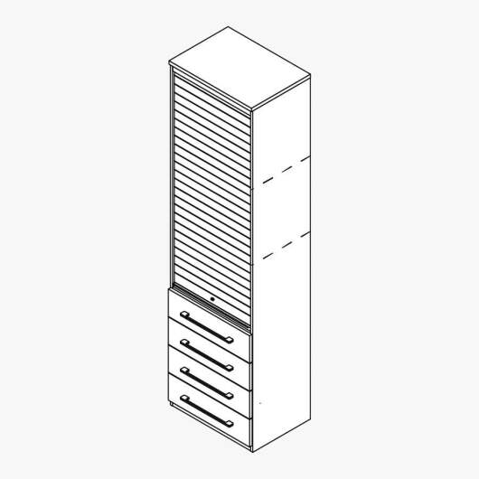 Techno by rb | Aktenschrank Typ 428 - Anbauteil 6 Ordnerhöhe - 1 Jalousie mit Griffleiste und Schloss, 4 Schubkästen