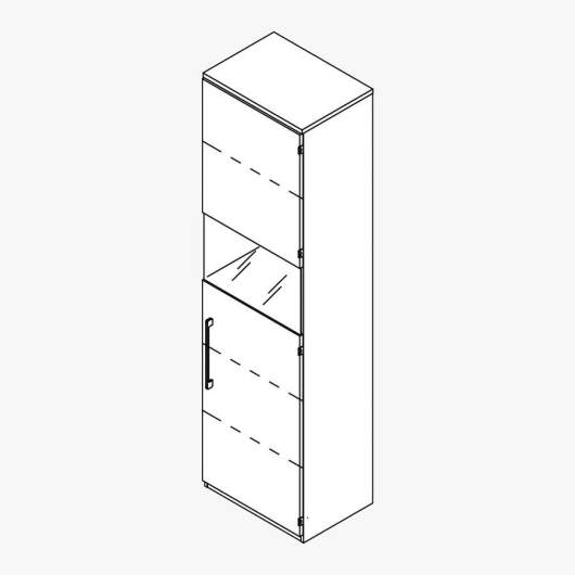 Techno by rb | Aktenschrank Typ 416r / 417l - Anbauteil 6 Ordnerhöhe - 1 Tür mit Glas