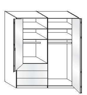Wiemann LOFT | Gleittren-Panorama-Funktionsschrank mit 3 Auszgen links, 2 Falttren - Hhe 216 cm