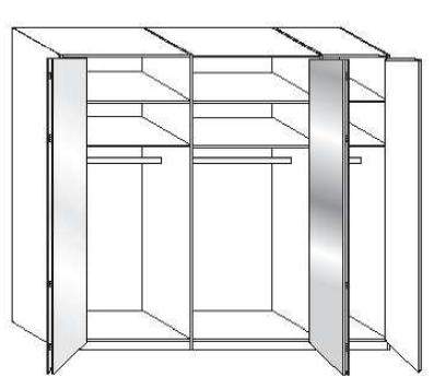 Wiemann LOFT | Gleittüren-Panoramaschrank mit 5 Türen (1 Spiegeltür in Parsol-Bronze-Glas) - Höhe 216 cm