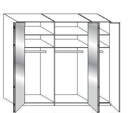 Wiemann LOFT | Gleittren-Panoramaschrank mit 2 Falttren, 3 Spiegel in Parsol-Bronze-Glas, 1 Drehtr - Hhe 216 cm