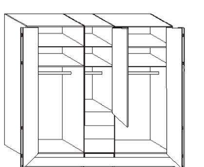 Wiemann LOFT | Gleittüren-Panorama-Funktionsschrank mit 3 Auszügen, 5 Türen - Höhe 216 cm