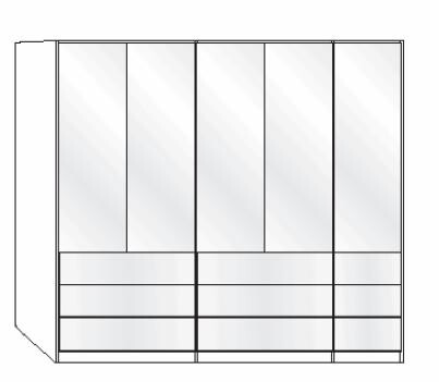 Wiemann LOFT | Gleittüren-Panorama-Funktionsschrank mit 9 Auszügen, 2 Falttüren, 1 Drehtür - Höhe 216 cm
