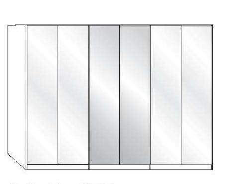 Wiemann LOFT | Gleittüren-Panoramaschrank mit 3 Falttüren, 2 Spiegel in Parsol-Bronze-Glas - Höhe 216 cm