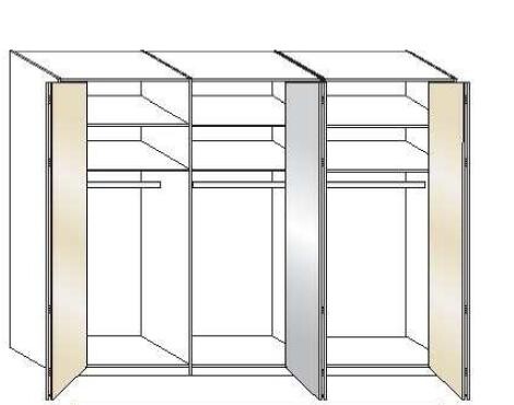 Wiemann LOFT | Gleittren-Panoramaschrank mit 3 Falttren, 2 Spiegel in Parsol-Bronze-Glas - Hhe 216 cm