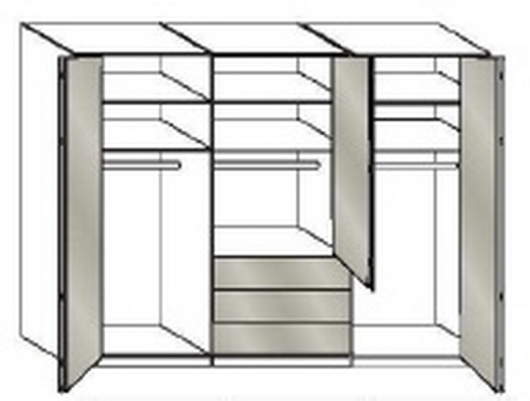 Wiemann LOFT | Gleittüren-Panorama-Funktionsschrank mit 3 Auszügen, 6 Türen - Höhe 216 cm