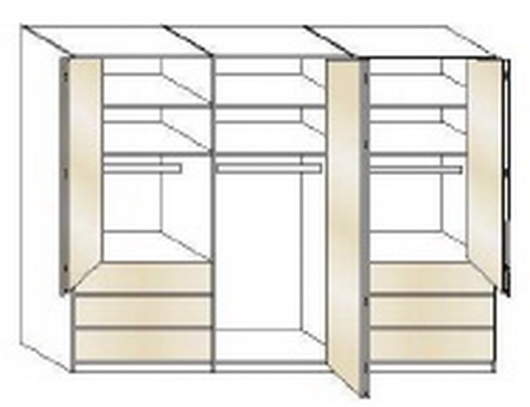 Wiemann LOFT | Gleittüren-Panorama-Funktionsschrank mit 3 Auszügen, 6 Türen - Höhe 216 cm