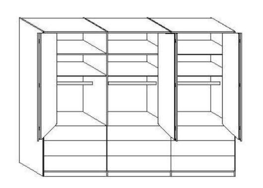 Wiemann LOFT | Gleittüren-Panorama-Funktionsschrank mit 9 Auszügen, 6 Türen - Höhe 216 cm
