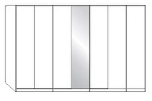 Wiemann LOFT | Gleittüren-Panoramaschrank mit 3 Falttüren, 1 Drehtür, 1 Spiegel in Parsol-Bronze-Glas - Höhe 216 cm