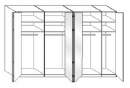 Wiemann LOFT | Gleittüren-Panoramaschrank mit 3 Falttüren, 1 Drehtür, 3 Spiegel in Parsol-Bronze-Glas - Höhe 216 cm