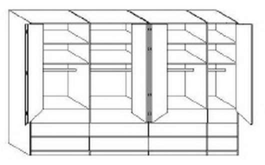 Wiemann LOFT | Gleittüren-Panorama-Funktionsschrank mit 12 Auszügen, 3 Falttüren, 1 Drehtür - Höhe 216 cm
