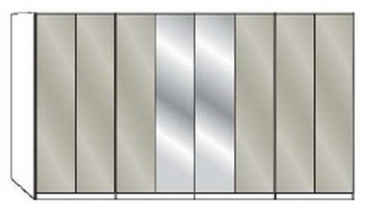 Wiemann LOFT | Gleittüren-Panoramaschrank mit 4 Falttüren, 2 Spiegel in Parsol-Bronze-Glas - Höhe 216 cm