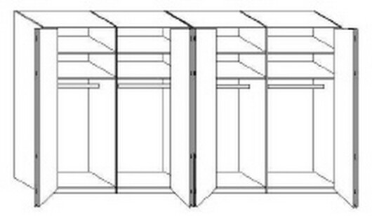 Wiemann LOFT | Gleittren-Panoramaschrank mit 4 Falttren, 2 Spiegel in Parsol-Bronze-Glas - Hhe 216 cm