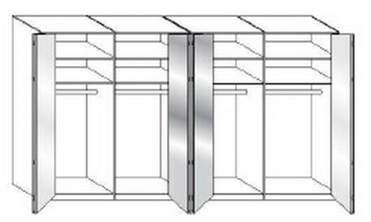 Wiemann LOFT | Gleittren-Panoramaschrank mit 4 Falttren, 4 Spiegel in Parsol-Bronze-Glas - Hhe 216 cm
