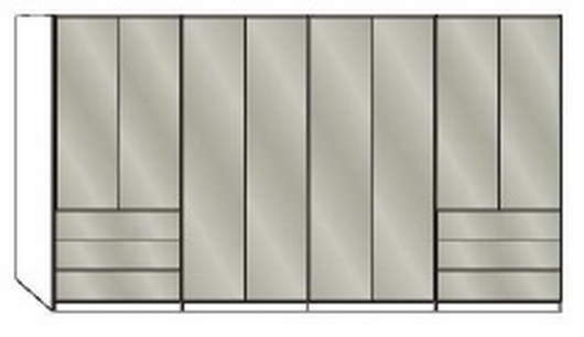 Wiemann LOFT | Gleittüren-Panorama-Funktionsschrank mit 3 Auszügen, 8 Türen - Höhe 216 cm