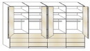 Wiemann LOFT | Gleittüren-Panorama-Funktionsschrank mit 12 Auszügen, 4 Falttüren - Höhe 216 cm