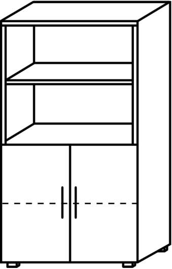 Objekt.Plus by rb | Aktenschrank 4OH, 2 offene Fächer, 2 Türen, 80 cm breit