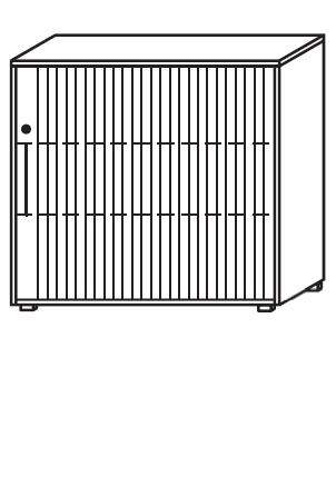 Objekt.Plus by rb | Jalousieschrank 3OH, Korpus Weiß, Jalousie weiß, Griff links, 120 cm breit