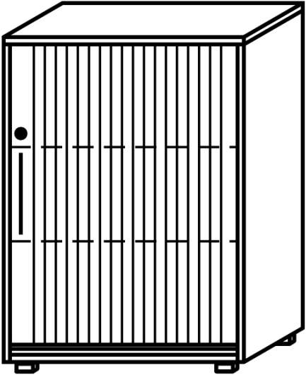 Röhr Objekt.Plus | Jalousieschrank 3OH, Korpus weiß, Jalousie alufarbig, Griff links, 80 cm breit