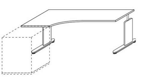 Techno by rb | Freiformschreibtisch mit Design-Fuß für Anbau von Korpusteilen 43,0 cm tief, 180 oder 200 cm Breite