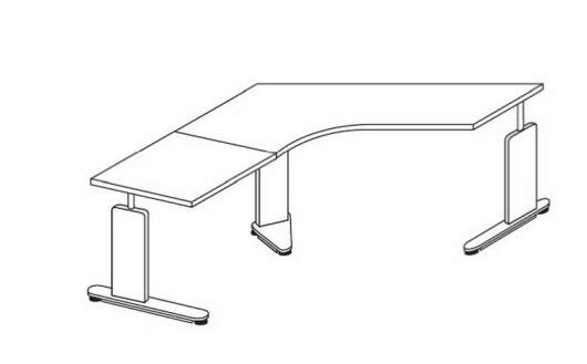 Techno by rb | Freiformschreibtisch 120 Grad mit Design-Fuß und Winkelkombi - 240 x 80/178,6 cm