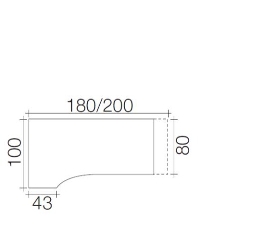 Techno by rb | Freiformschreibtisch mit 4-Fu fr Anbau von Korpusteilen 43,0 cm tief, 180 oder 200 cm Breite