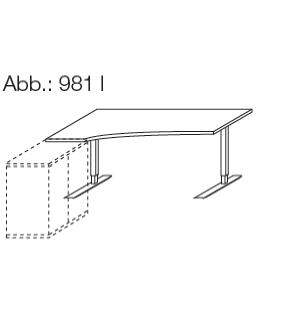 Techno by rb | Freiformschreibtisch mit T-Fuß Multi für Anbau von Korpusteilen 43,0 cm tief, 180 oder 200 cm Breite