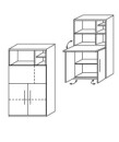 Röhr Techno | Laptop-Box, unten 2 Türen (2 OH), 1 Schreibklappe (2 OH mit Einteilung)
