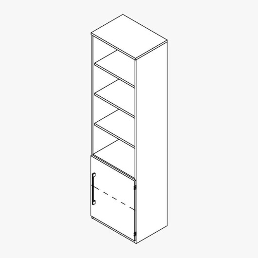 Techno by rb | Aktenschrank Typ 272r/273l - Anbauteil 6 Ordnerhöhen - 1 Tür, 4 Böden