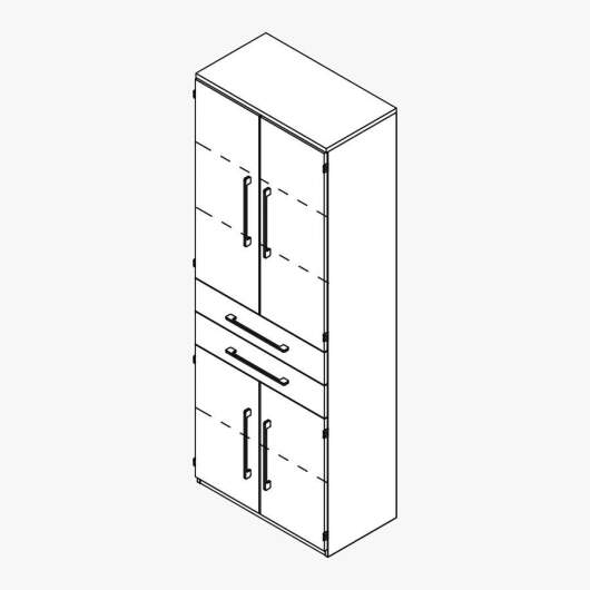 Techno by rb | Aktenschrank Typ 373 / 422 - Anbauteil 6 Ordnerhöhen - 4 Türen, 2 Schubkästen, 3 E.-Böden