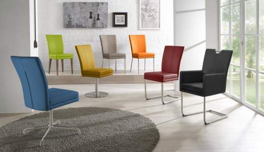 Niehoff Sitzmöbel | COLORADO Stuhlsystem - Schwingstuhl Flachstahl Edelstahl mit Griff in Holz oder Edelstahl