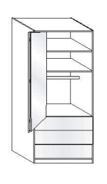 Wiemann LOFT | Gleittren-Panorama-Funktionsschrank mit 3 Auszgen, 2 Tren, Transchlag links - Hhe 236 cm
