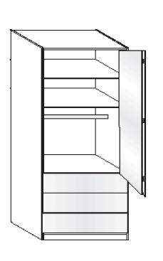 Wiemann LOFT | Gleittüren-Panorama-Funktionsschrank mit 3 Auszügen, 2 Türen, Türanschlag rechts - Höhe 236 cm