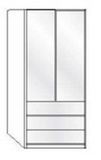 Wiemann LOFT | Gleittüren-Panorama-Funktionsschrank mit 3 Auszügen, 2 Türen, Türanschlag rechts - Höhe 236 cm