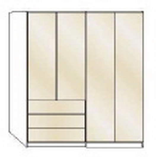 Wiemann LOFT | Gleittüren-Panorama-Funktionsschrank mit 3 Auszügen links, 4 Türen - Höhe 236 cm