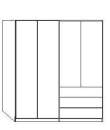 Wiemann LOFT | Gleittüren-Panorama-Funktionsschrank mit 3 Auszügen rechts, 4 Türen - Höhe 236 cm
