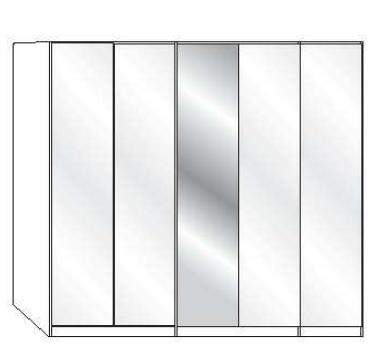 Wiemann LOFT | Gleittüren-Panoramaschrank mit 5 Türen (1 Spiegeltür in Parsol-Bronze-Glas) - Höhe 236 cm