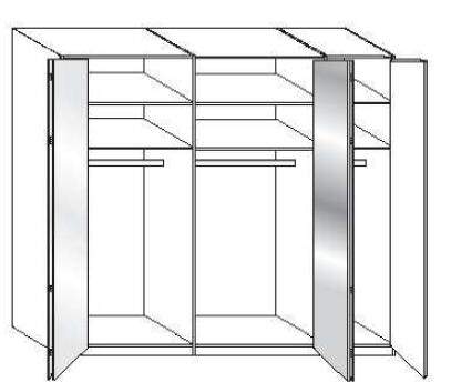 Wiemann LOFT | Gleittren-Panoramaschrank mit 5 Tren (1 Spiegeltr in Parsol-Bronze-Glas) - Hhe 236 cm
