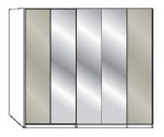 Wiemann LOFT | Gleittüren-Panoramaschrank mit 5 Türen (3 Spiegeltüren in Parsol-Bronze-Glas) - Höhe 236 cm