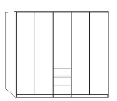 Wiemann LOFT | Gleittüren-Panorama-Funktionsschrank mit 4 Auszügen, 5 Türen - Höhe 236 cm