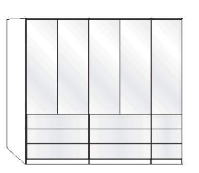 Wiemann LOFT | Gleittüren-Panorama-Funktionsschrank mit 12 Auszügen, 5 Türen - Höhe 236 cm