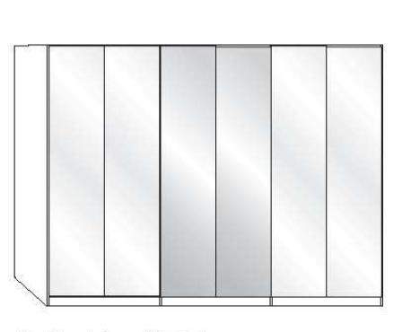Wiemann LOFT | Gleittüren-Panoramaschrank mit 6 Türen (2 Spiegeltüren in Parsol-Bronze-Glas) - Höhe 236 cm